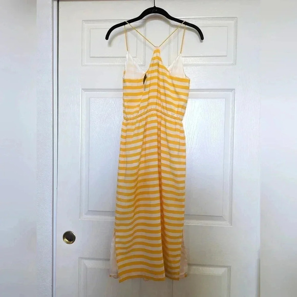 J. Crew Silk Blouson Dress in sunflower yellow and ivory stripe. - Picture 4 of 9